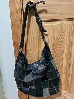 Lucky Brand vintage Patchwork Shoulder Bag in Black and Gray